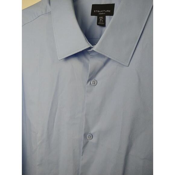 Structure Men's XXL Shirt Blue Modern Fit Long Sleeve Collared Button - Picture 4 of 10